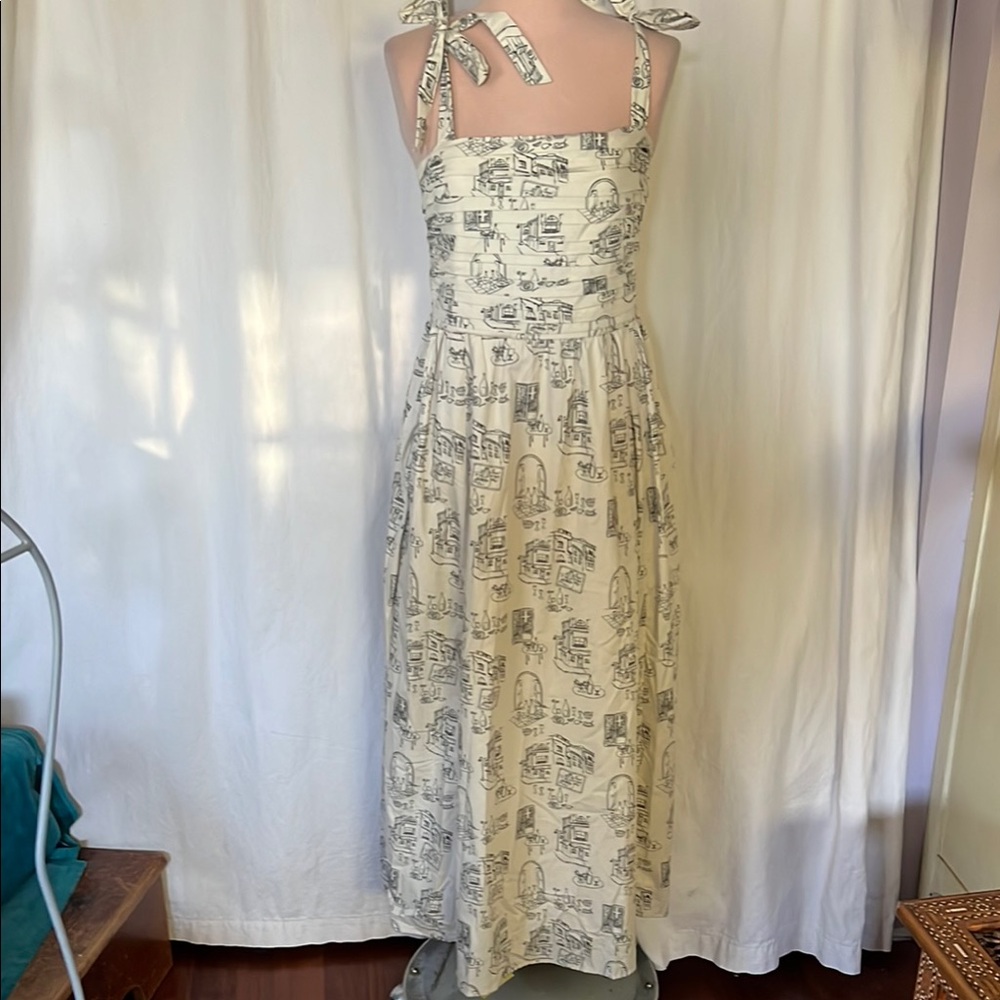 Abercrombie & Fitch Cream Sleeveless Maxi Sundress Paris print bandeau top lined